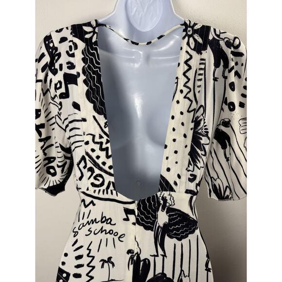Farm Rio Black & White Cutout Maxi Dress Resortwear Vacation Size XS - Picture 8 of 11